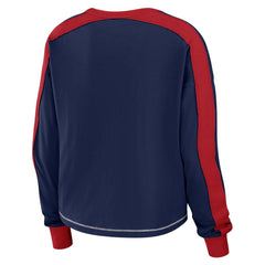 WEAR by Erin Andrews Women's Color Block Modest Crop Long Sleeve T-Shirt - New England Patriots T-shirts
