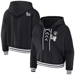WEAR by Erin Andrews Women's Lace-Up Pullover Hoodie - Las Vegas Raiders Hoodies