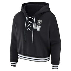 WEAR by Erin Andrews Women's Lace-Up Pullover Hoodie - Las Vegas Raiders Hoodies