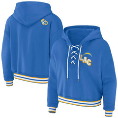 WEAR by Erin Andrews Women's Lace-Up Pullover Hoodie - Los Angeles Chargers Hoodies