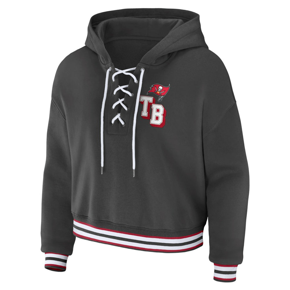 WEAR by Erin Andrews Women's Lace-Up Pullover Hoodie - Tampa Bay Buccaneers Hoodies
