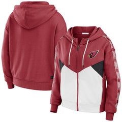 WEAR by Erin Andrews Women's Color Block Light Weight Modest Crop Full-Zip Hoodie - Arizona Cardinals Hoodies
