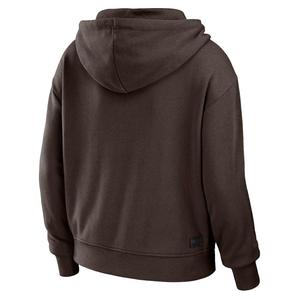 WEAR by Erin Andrews Women's Color Block Light Weight Modest Crop Full-Zip Hoodie - Cleveland Browns Hoodies