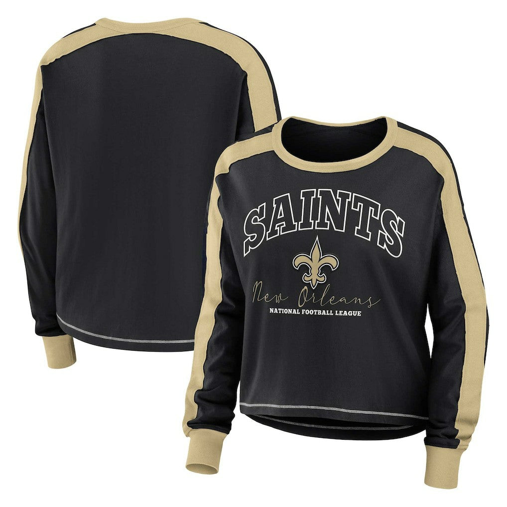 WEAR by Erin Andrews Women's Plus Size Colorblock Long Sleeve T-Shirt - New Orleans Saints T-shirts