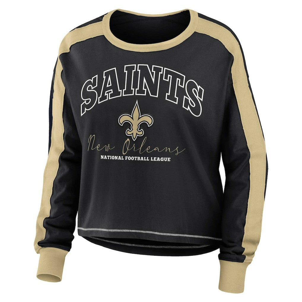 WEAR by Erin Andrews Women's Plus Size Colorblock Long Sleeve T-Shirt - New Orleans Saints T-shirts