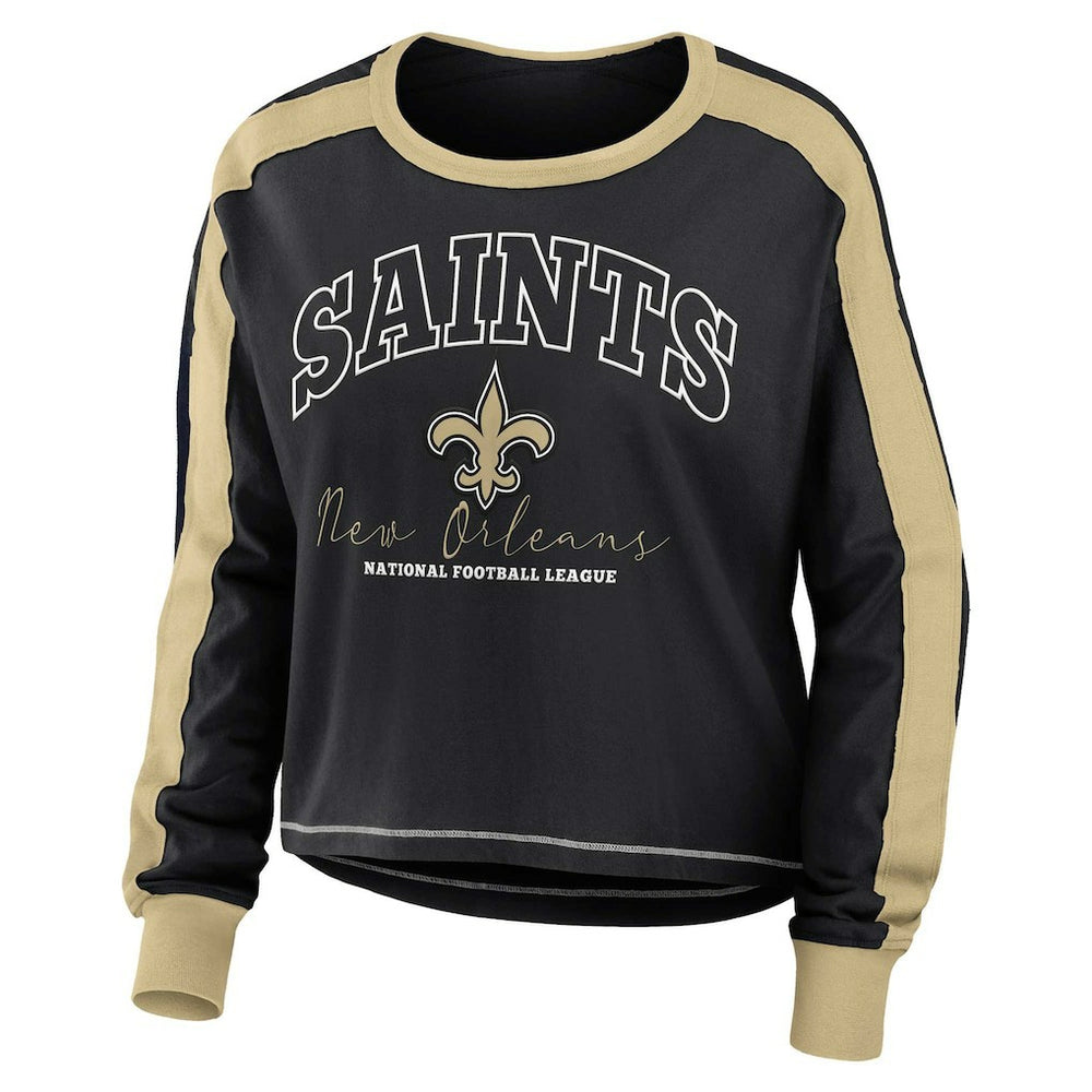 WEAR by Erin Andrews Women's Plus Size Colorblock Long Sleeve T-Shirt - New Orleans Saints T-shirts