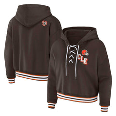 WEAR by Erin Andrews Women's Plus Size Lace-Up Pullover Hoodie - Cleveland Browns Hoodies
