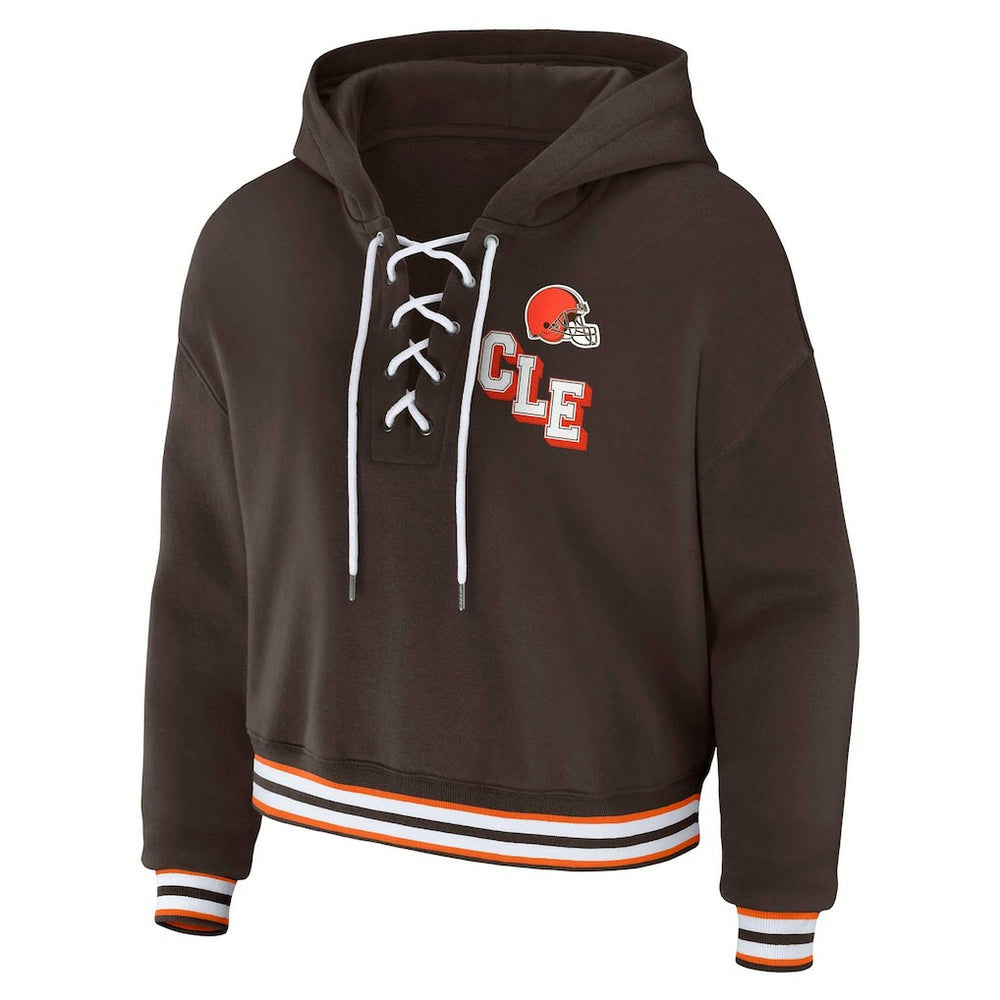 WEAR by Erin Andrews Women's Plus Size Lace-Up Pullover Hoodie - Cleveland Browns Hoodies
