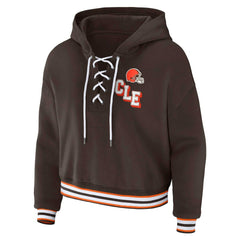 WEAR by Erin Andrews Women's Plus Size Lace-Up Pullover Hoodie - Cleveland Browns Hoodies