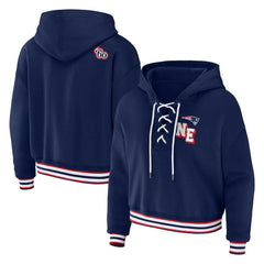 WEAR by Erin Andrews Women's Plus Size Lace-Up Pullover Hoodie - New England Patriots Hoodies