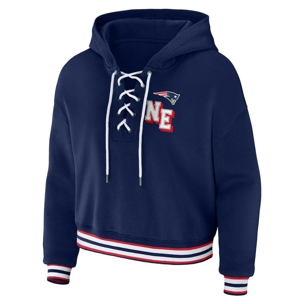 WEAR by Erin Andrews Women's Plus Size Lace-Up Pullover Hoodie - New England Patriots Hoodies