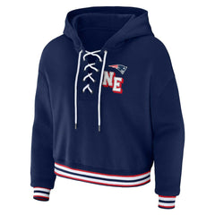 WEAR by Erin Andrews Women's Plus Size Lace-Up Pullover Hoodie - New England Patriots Hoodies