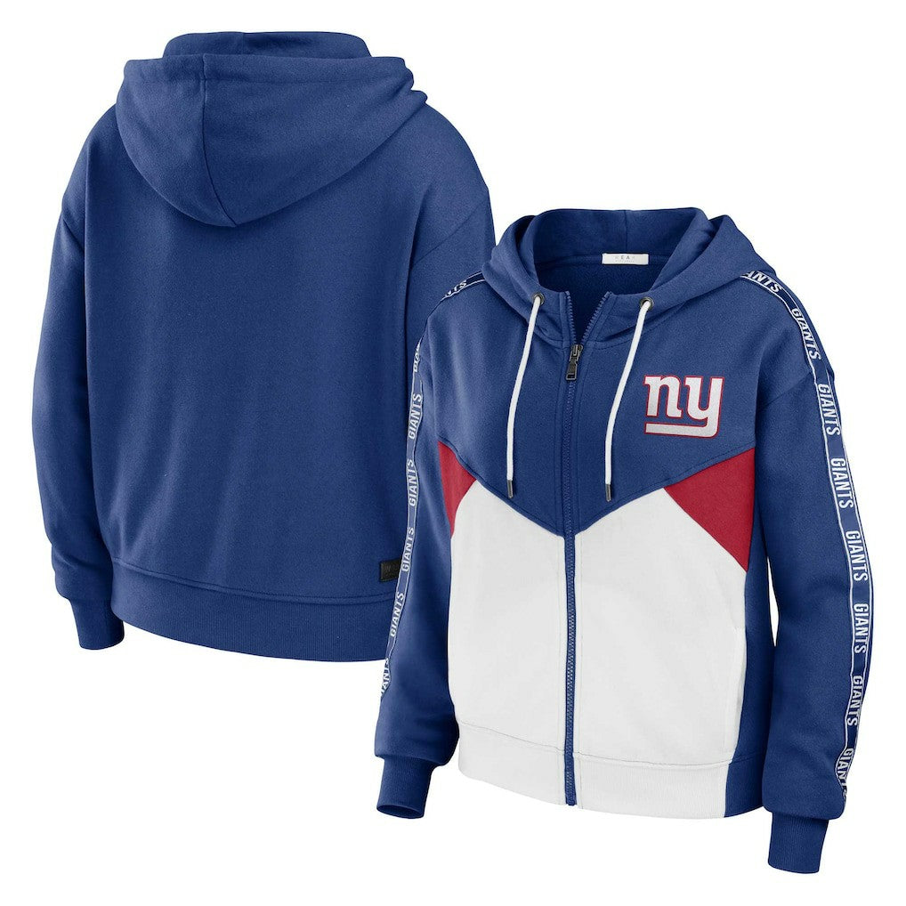 WEAR by Erin Andrews Women's Plus Size Color Block Full-Zip Hoodie - New York Giants Hoodies