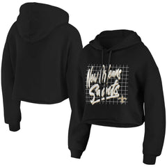 WEAR by Erin Andrews Women's Domestic Cropped Pullover Hoodie - New Orleans Saints Hoodies