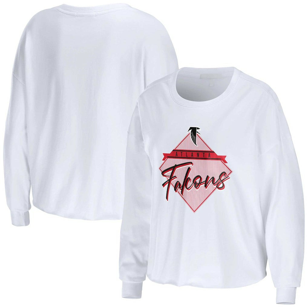 WEAR by Erin Andrews Women's Domestic Cropped Long Sleeve T-Shirt - Atlanta Falcons T-shirts