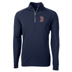 Navy Boston Red Sox Cutter & Buck Adapt Eco Knit Stretch Recycled Quarter-Zip Pullover Top