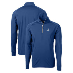 Blue Atlanta Braves Cutter & Buck Adapt Eco Knit Stretch Recycled Quarter-Zip Pullover Top