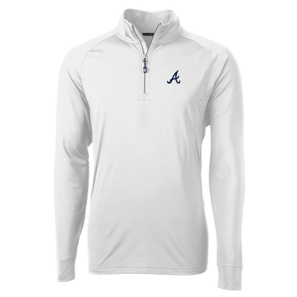 White Atlanta Braves Cutter & Buck Adapt Eco Knit Stretch Recycled Quarter-Zip Pullover Top
