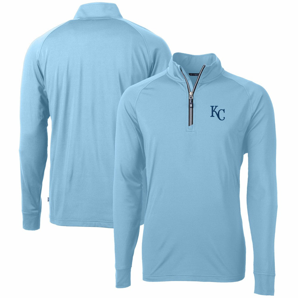 Light Blue Kansas City Royals Cutter & Buck Adapt Eco Knit Stretch Recycled Quarter-Zip Pullover Top