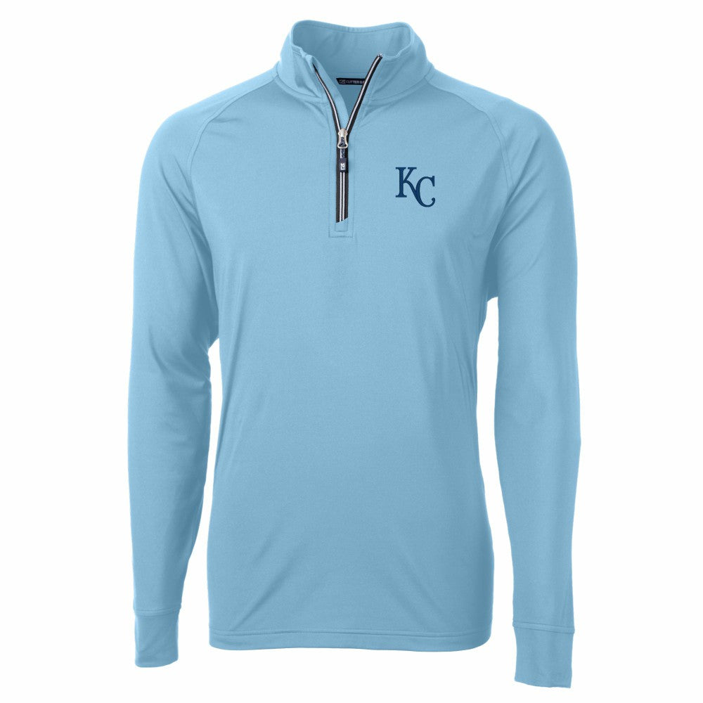 Light Blue Kansas City Royals Cutter & Buck Adapt Eco Knit Stretch Recycled Quarter-Zip Pullover Top