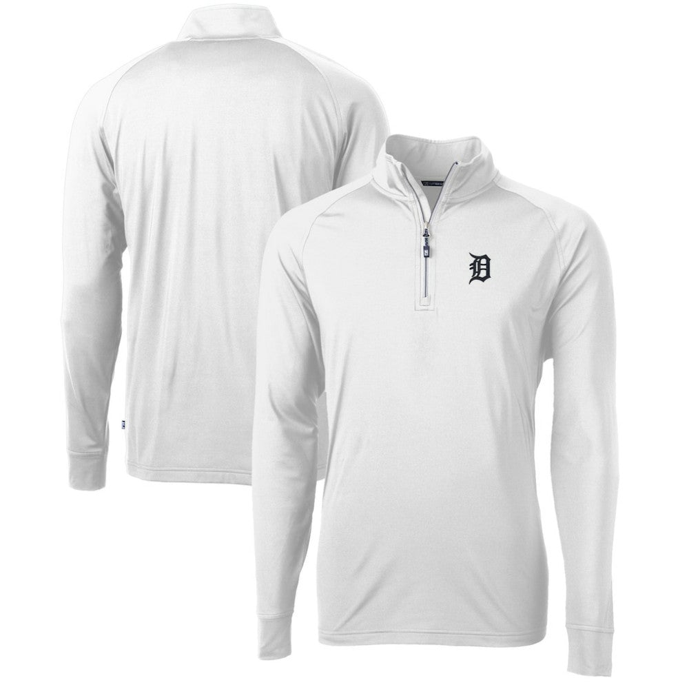 White Detroit Tigers Cutter & Buck Adapt Eco Knit Stretch Recycled Quarter-Zip Pullover Top