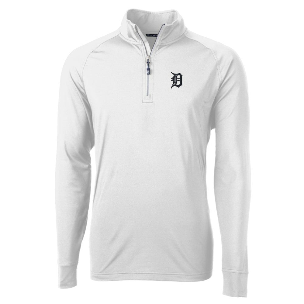 White Detroit Tigers Cutter & Buck Adapt Eco Knit Stretch Recycled Quarter-Zip Pullover Top