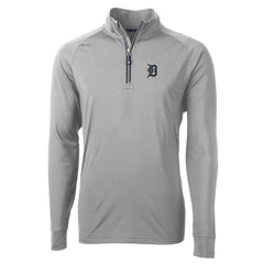 Gray Detroit Tigers Cutter & Buck Adapt Eco Knit Stretch Recycled Quarter-Zip Pullover Top