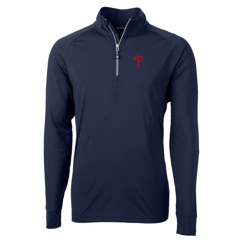 Navy Philadelphia Phillies Cutter & Buck Adapt Eco Knit Stretch Recycled Quarter-Zip Pullover Top