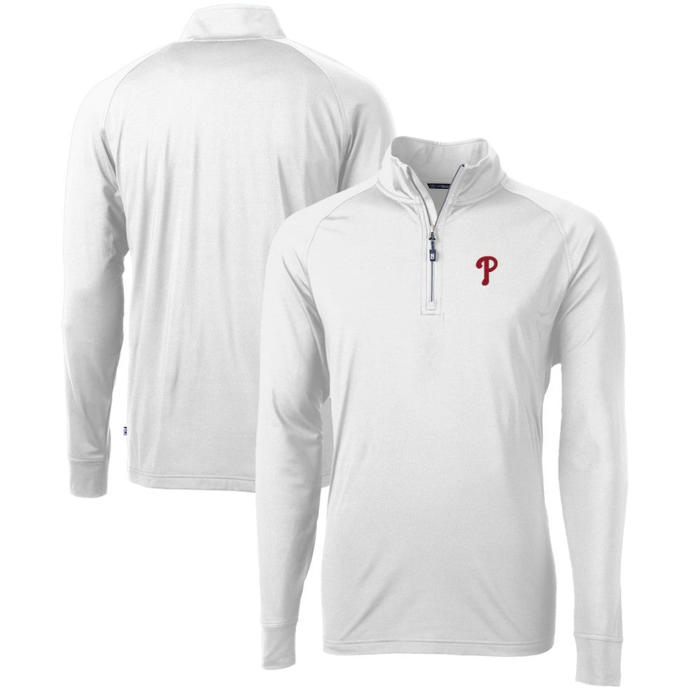 White Philadelphia Phillies Cutter & Buck Adapt Eco Knit Stretch Recycled Quarter-Zip Pullover Top