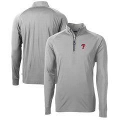 Gray Philadelphia Phillies Cutter & Buck Adapt Eco Knit Stretch Recycled Quarter-Zip Pullover Top