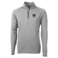 Gray Milwaukee Brewers Cutter & Buck Adapt Eco Knit Stretch Recycled Quarter-Zip Pullover Top