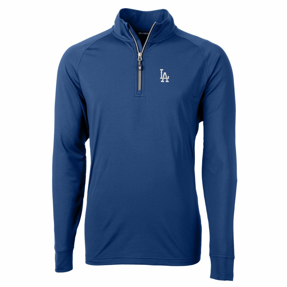 Royal Los Angeles Dodgers Cutter & Buck Adapt Eco Knit Stretch Recycled Quarter-Zip Pullover Top
