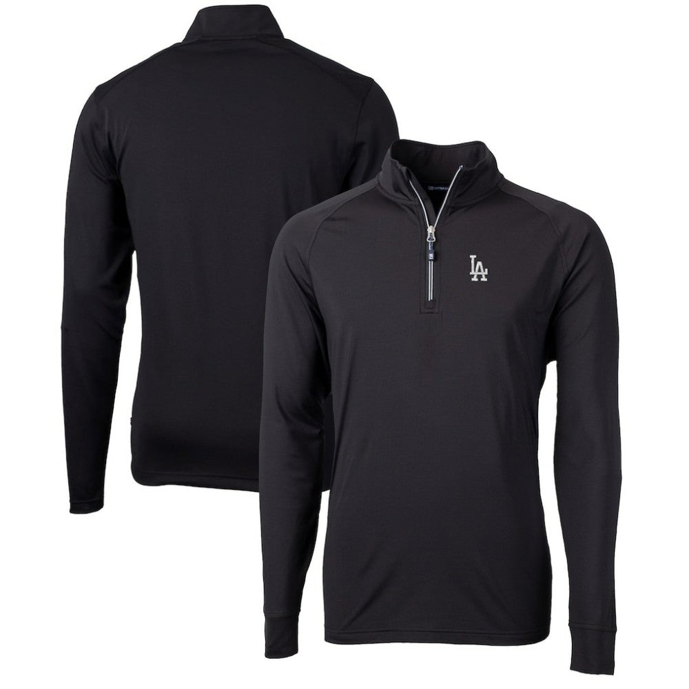 Black Los Angeles Dodgers Cutter & Buck Adapt Eco Knit Stretch Recycled Quarter-Zip Pullover Top