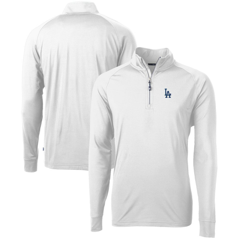 White Los Angeles Dodgers Cutter & Buck Adapt Eco Knit Stretch Recycled Quarter-Zip Pullover Top
