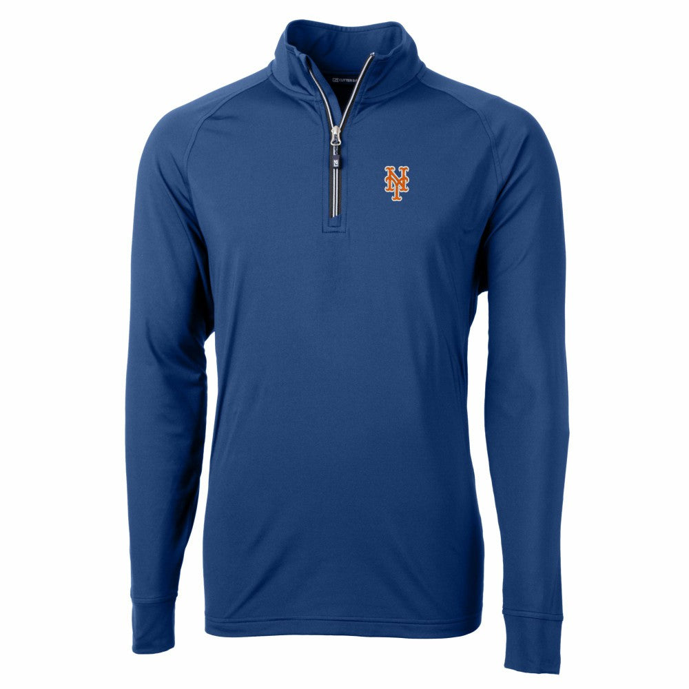 Royal New York Mets Cutter & Buck Adapt Eco Knit Stretch Recycled Quarter-Zip Pullover Top