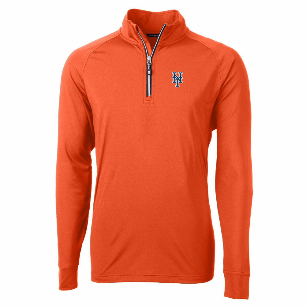 Orange New York Mets Cutter & Buck Adapt Eco Knit Stretch Recycled Quarter-Zip Pullover Top