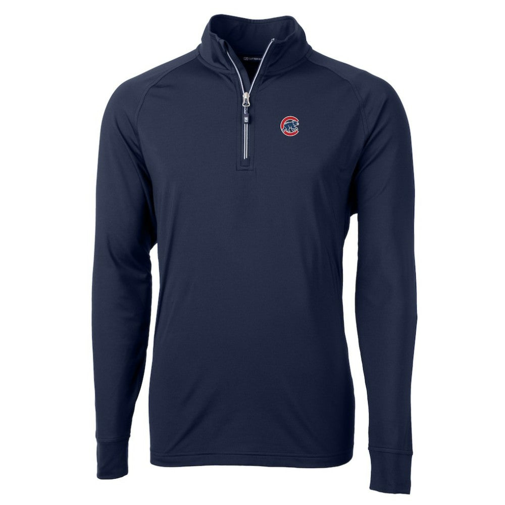 Navy Chicago Cubs Cutter & Buck Adapt Eco Knit Stretch Recycled Quarter-Zip Pullover Top