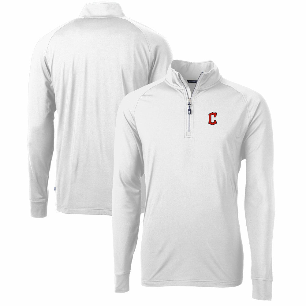 White Cleveland Guardians Cutter & Buck Adapt Eco Knit Stretch Recycled Quarter-Zip Pullover Top