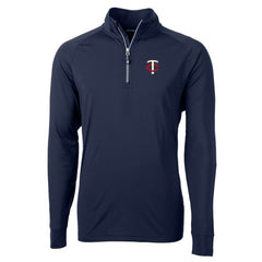Navy Minnesota Twins Cutter & Buck Adapt Eco Knit Stretch Recycled Quarter-Zip Pullover Top