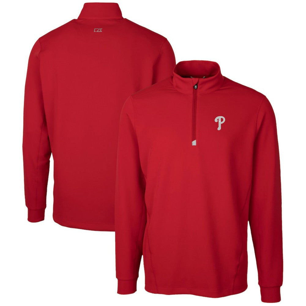 Red Philadelphia Phillies Cutter & Buck Traverse Stretch Quarter-Zip Pullover Top