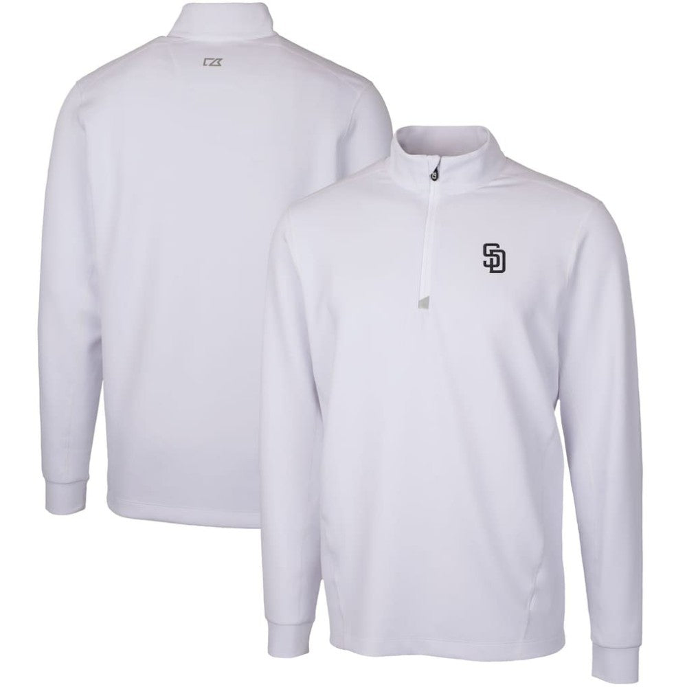 White San Diego Padres Cutter & Buck Traverse Stretch Quarter-Zip Pullover Top