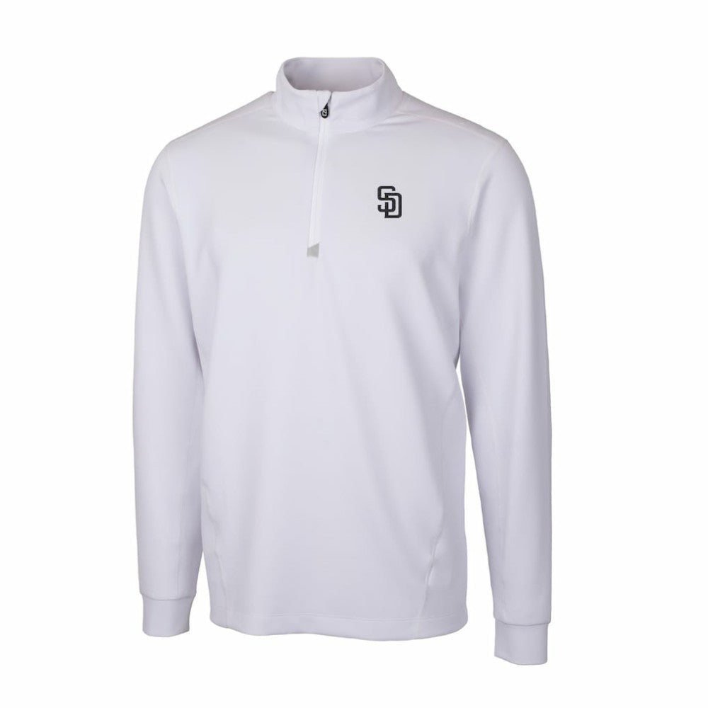 White San Diego Padres Cutter & Buck Traverse Stretch Quarter-Zip Pullover Top