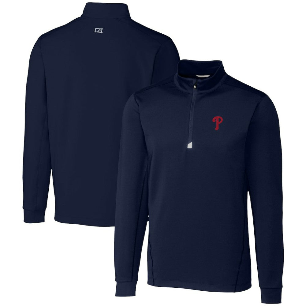 Navy Philadelphia Phillies Cutter & Buck Traverse Stretch Quarter-Zip Pullover Top
