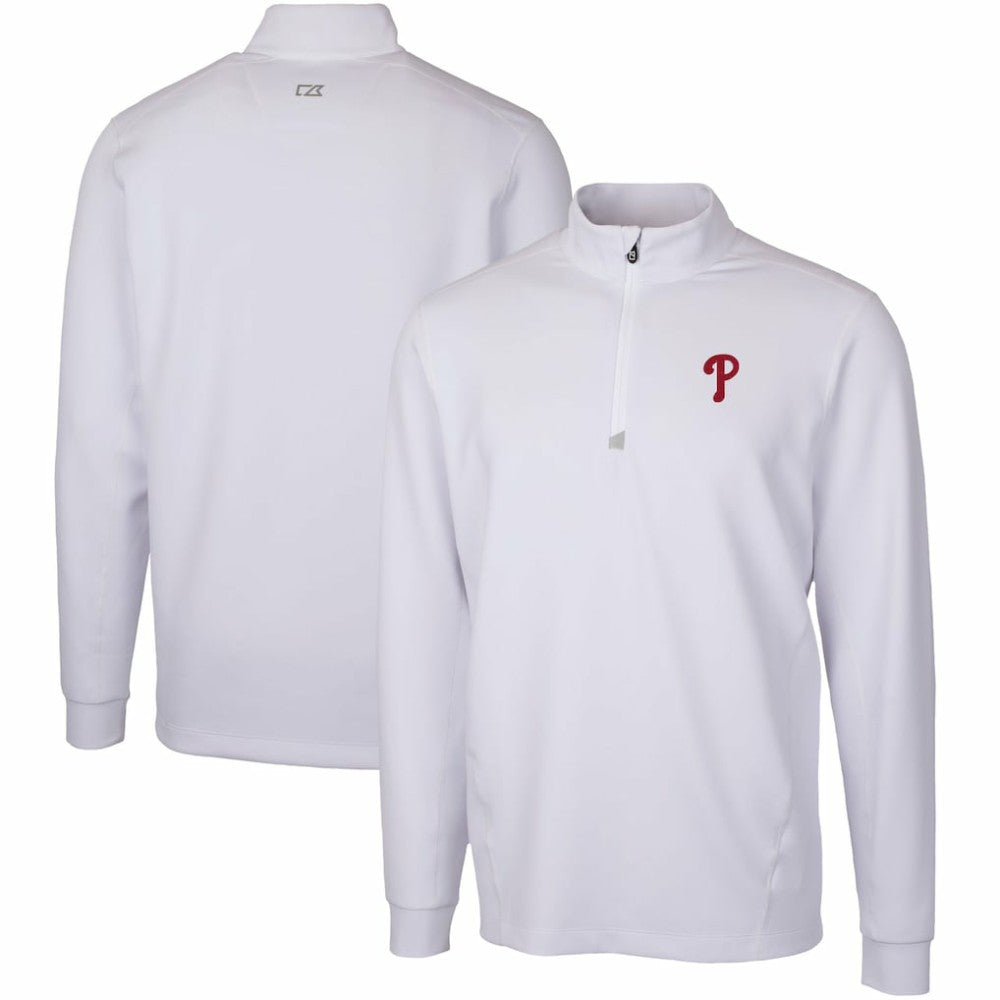 White Philadelphia Phillies Cutter & Buck Traverse Stretch Quarter-Zip Pullover Top
