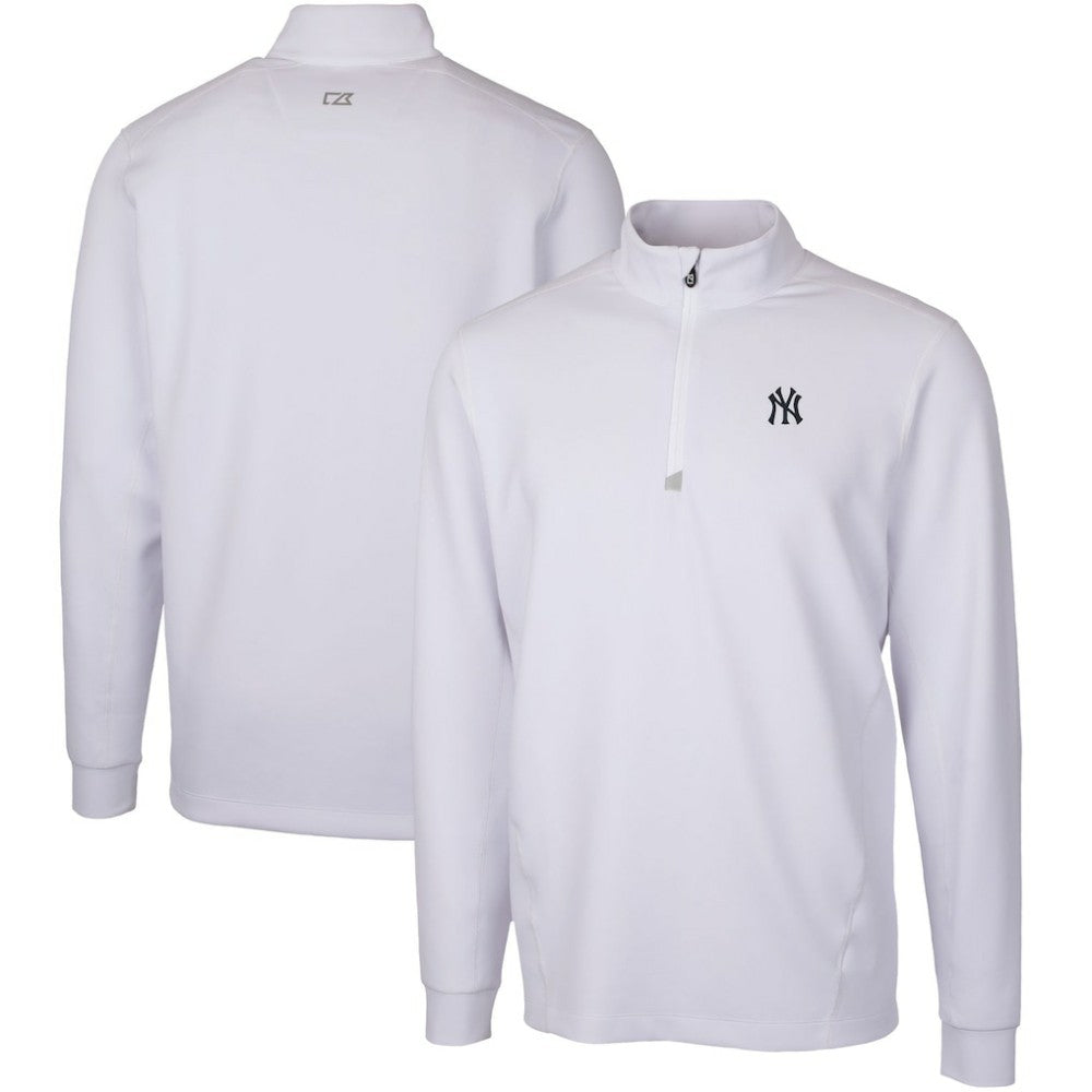 White New York Yankees Cutter & Buck Traverse Stretch Quarter-Zip Pullover Top