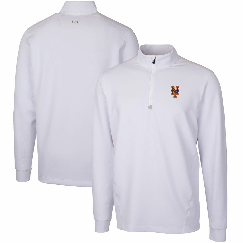 White New York Mets Cutter & Buck Traverse Stretch Quarter-Zip Pullover Top