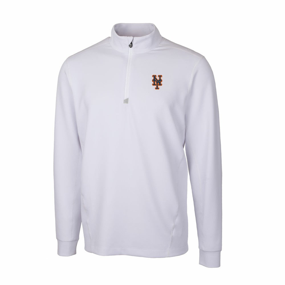 White New York Mets Cutter & Buck Traverse Stretch Quarter-Zip Pullover Top