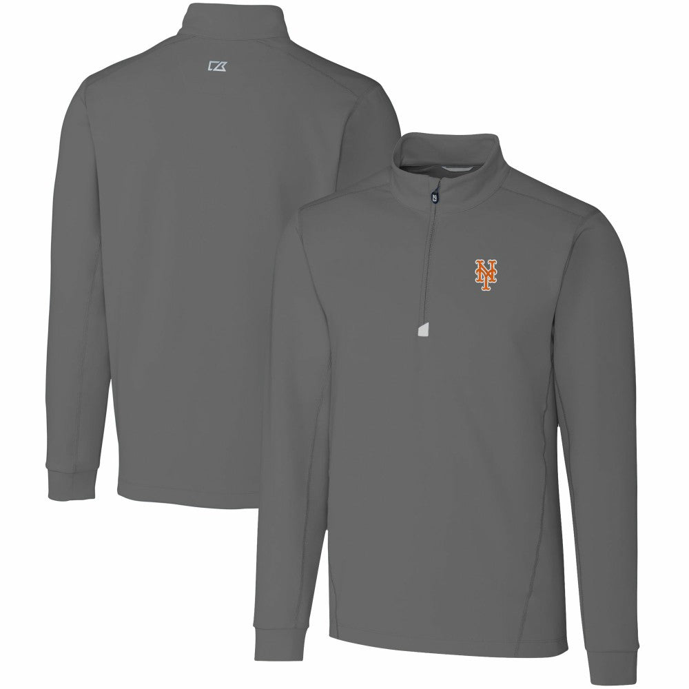 Gray New York Mets Cutter & Buck Traverse Stretch Quarter-Zip Pullover Top