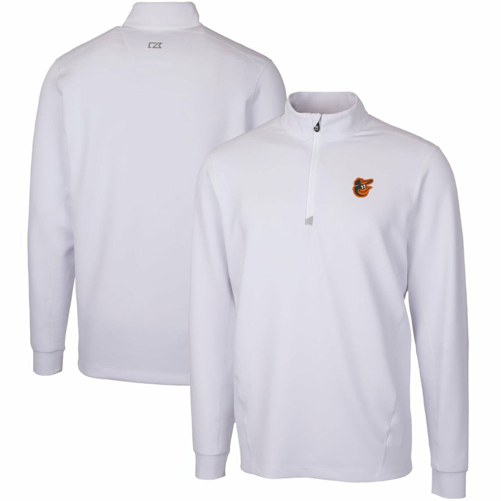 White Baltimore Orioles Cutter & Buck Traverse Stretch Quarter-Zip Pullover Top