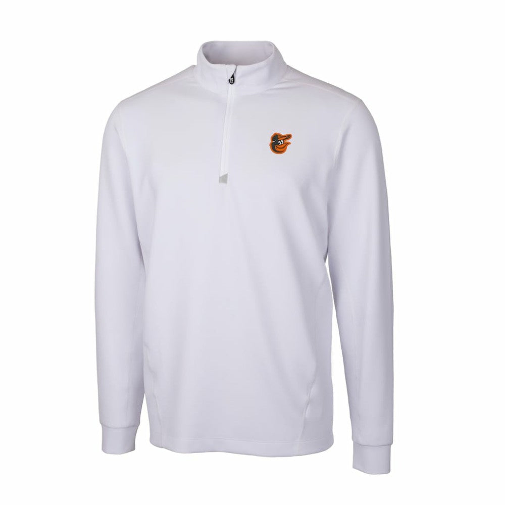 White Baltimore Orioles Cutter & Buck Traverse Stretch Quarter-Zip Pullover Top